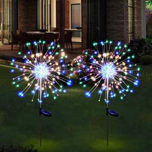 Waterproof IP65 Indoor Solar Firework String <b>Lights</b> with Multicolor <b>LEDs</b> Dimmable 65cm Length Modern Christmas Party Decorations - Product Image 1