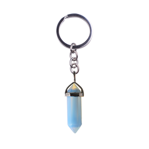 Pendentif en cristal de chakra hexagonal en forme de balle, pierre précieuse, porte-clés, porte-clés en quartz pointu argenté pour femmes et hommes - Product Image 2
