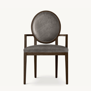 <span class=keywords><strong>Fauteuil</strong></span> de salle à manger en <span class=keywords><strong>cuir</strong></span> à dossier <span class=keywords><strong>rond</strong></span> contemporain français en bois de luxe - Product Image 3
