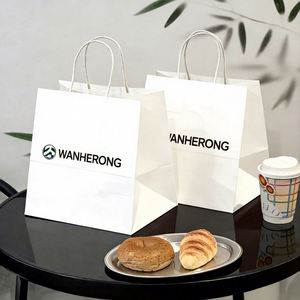 Sacs en papier kraft personnalisés avec poignées pour emballages de bouteilles de vin, cadeaux, courses alimentaires et logos imprimés - Product Image 1
