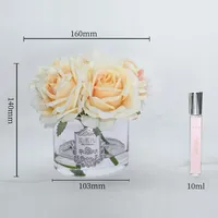 Fleurs Artificielles Parfumées Tissu Fait Main 5 Roses Toucher Naturel Vente en Gros Usine avec Sprays Parfumés Préservés