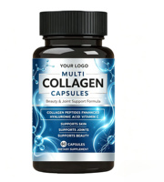 Capsules de collagène multi-types, peptides de collagène, acide hyaluronique, soin anti-âge pour la peau, la santé des ongles et des cheveux, logo personnalisé, faible coût