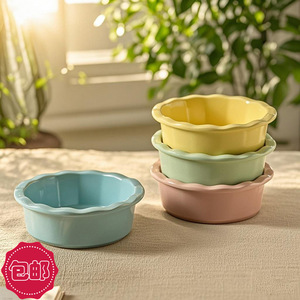 Free shipping on small, fresh, creamy flower-shaped baking bowls for home use, such as breakfast oatmeal yogurt bowls, pastry - Product Image 5
