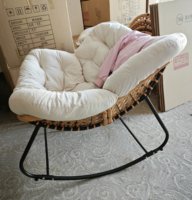 Fauteuil à bascule Papasan moderne en métal, canapé paresseux, mobilier de salon, housse en tissu rembourrée, pour villa