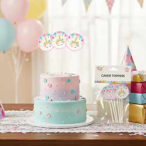 6 pezzi accessori per decorazioni a forma di unicorno 240 pezzi/c accessori per decorazioni per torta di compleanno a forma di fiore e numero per feste tipo regalo - Product Image 3