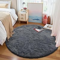 Moelleux couleur unie mignon cercle tapis de chevet filles garçons chambre haute pile Shaggy tapis longue peluche adolescent enfants tapis de sol en mousse