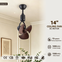 Ventilateur de plafond mini LED moderne en fer avec moteur DC silencieux et télécommande pour usage intérieur/extérieur dans les chambres, salons, salles à manger, bureaux et petits espaces