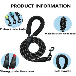 Laisse pour chien en nylon réfléchissant robuste, classique, réglable, design personnalisé, laisse pour animaux de compagnie, vente chaude - Product Image 2