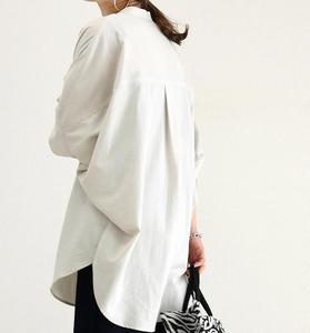 Obral Baju Wanita Gaya Korea, Blus Kasual Longgar untuk Wanita Kantoran, Logo Custom - Product Image 5