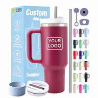Gobelet isotherme en acier inoxydable à double paroi avec logo personnalisé, 20 oz, 30 oz, 40 oz, tasse à café de voyage, gobelet avec poignée