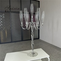 ZT-593B nouveaux grands candélabres en cristal brillants à 7 bras pour la décoration de table de mariage
