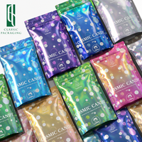 Sacs à café holographiques irisés brillants avec valve, réfléchissants arc-en-ciel, pochette verticale de 250g, emballage de luxe pour café, idéal pour les fêtes