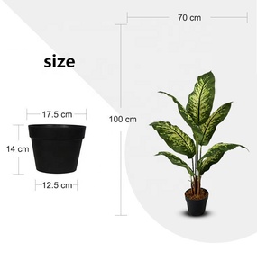 Planta artificial verde Rohdea en una maceta para decoración de interiores, 2 uds., 2 uds. - Product Image 2