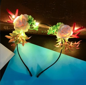 Fascia per Capelli a LED a Forma di <span class=keywords><strong>Corna</strong></span> di Cervo, Accessori per Capelli in Plastica Luminosa, Decorazioni per Feste, Atmosfera da Palcoscenico, Forniture Natalizie - Product Image 1