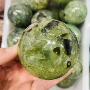 Wholesale natural crystal ball pretty gemstone sphere green prehnite sphere for decoration