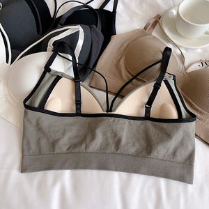 <span class=keywords><strong>Soutien</strong></span>-<span class=keywords><strong>gorge</strong></span> à col en v pour femmes, sous-vêtements à bonnets fixes, écharpe enveloppant la poitrine, sport, croisé, sans couture - Product Image 5