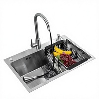 Évier de cuisine NEXGRAND NG60545ASB en acier inoxydable brossé, fait main, moderne, de haute qualité, 60x45cm, à cuve unique, trois trous