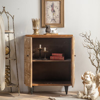 Buffet en bois rustique artisanal antique avec 8 tiroirs, structure métallique industrielle, console d'entrée pour salon