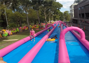 Qualità commerciale doppio 1000 piedi di lunghezza scivoli d'acqua scivoli gonfiabili scivolo scivolo della città <span class=keywords><strong>con</strong></span> piscina finita - Product Image 4