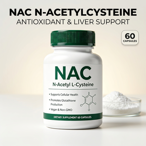 Cápsulas de NAC (N-Acetil L-Cisteína) de Fábrica de Suplementos Herbales OEM, 60 Cápsulas, Desintoxicación Hepática, Marca Privada - Product Image 1