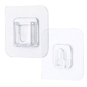 K1256 Seamless <b>Plastic</b> Wall <b>Hooks</b> Double-Sided Multifunction for Bathroom Kitchen Door Storage Holders - Product Image 1