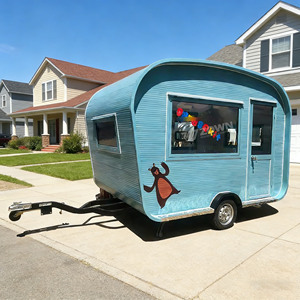 Remorque alimentaire mobile bleu clair avec autocollant ours et stickers colorés pour fenêtres, pour usage extérieur - Product Image 1