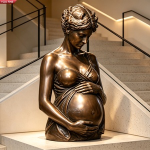 Scultura in Bronzo a Grandezza Naturale YOUFINE, Busto Femminile Realistico in Stato di Gravidanza per Esposizione Artistica in Gallerie e Hall di Hotel - Product Image 1