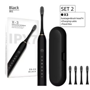 Fabricant X3 Brosse à dents rechargeable pour adultes, 4 pièces, poils souples, 5 modes soniques, pour couple - Product Image 2