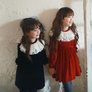 Vestido Infantil de Algodón para Primavera, Hasta la Rodilla, con Patrones de Punto - Product Image 1