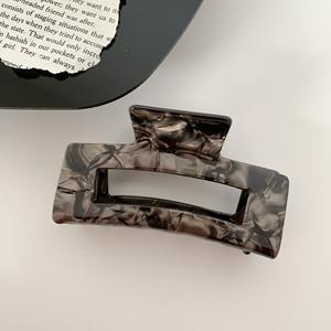 Pince à cheveux en acétate de style coréen, motif géométrique rétro marbré et éclaboussures d'encre, antidérapante, accessoire capillaire - Product Image 4