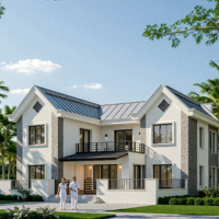 Maison préfabriquée moderne à faible coût et installation rapide, villa à deux étages avec 3 chambres, structure en acier, maison modulaire pour usage résidentiel