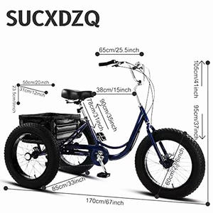 Venta al por mayor 20 pulgadas neumático gordo 7 velocidades triciclo Pedal humano nieve triciclo adultos ancianos cesta cochecito <span class=keywords><strong>precio</strong></span> barato triciclo para adultos - Product Image 5