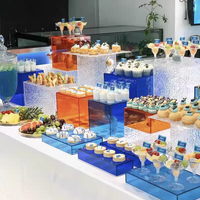 Présentoir en acrylique pour présentation de nourriture Buffet Wave Risers Petit cube carré transparent Boîte de présentation en plastique pour table de fête et de mariage