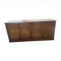 Table haute de bar style farmhouse avec plateau en MDF finition vieillie moderne et pieds en métal noir robuste