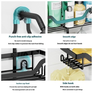 Pour Amazon support de rangement mural <span class=keywords><strong>en</strong></span> métal transfrontalier pour caddie de douche aucun perçage requis montage <span class=keywords><strong>en</strong></span> coin pratique pour salle de bain - Product Image 3