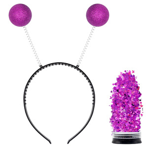 Diadema con purpurina alienígena y set de pintura facial con sombra de ojos para disfraz de Halloween, accesorio para fiesta, negro, plateado, morado, rosa, dorado, verde - Product Image 3