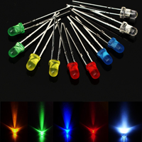Lampe LED 3mm Ronde Verte Bleue Rouge Orange Jaune Blanche Puce F3 Dimmable pour Jouets et Appareils