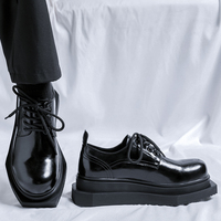 Sepatu Kulit Pria Berkualitas Tinggi Model Klasik Dewasa Ujung Bulat Hitam Sol Tebal Tali Depan Sepatu Pernikahan Sepatu Kantor Musim Gugur