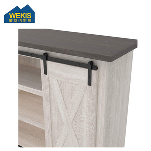 WEKIS legno porta fienile scorrevoli centro intrattenimento fattoria imbiancata grigio Media Console portaoggetti TV supporto - Product Image 5