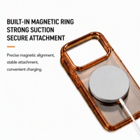 Étui transparent cristallin pour iPhone 18 Pro Max, avec anneau magnétique intégré, boutons métalliques, coque rigide en PC anti-jaunissement