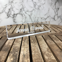 Bloc de signalisation en acrylique transparent 20x5cm pour gravure et impression personnalisées, décoration de bureau, plaque de nom de bureau en acrylique, présentoirs de produits