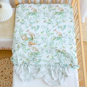 Draps <span class=keywords><strong>de</strong></span> lit pour bébé en <span class=keywords><strong>coton</strong></span> et bambou tissé moderne, doux, écologiques, à motifs marins et à pois, pour toutes les saisons, tailles standard et pour tout-petits - Product Image 3