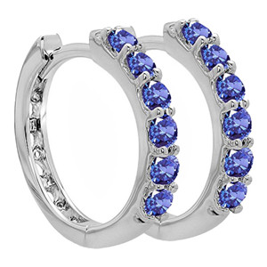 Boucles d'oreilles rondes en zanite blanc or 14K, rondes, classiques, <span class=keywords><strong>bijoux</strong></span> pour femmes, nouvelle collection - Product Image 2