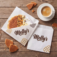 Sac en papier sulfurisé imprimé avec logo personnalisé, qualité alimentaire, pour gaufres, emballage de snacks, sac d'emballage pour pâtisserie, dessert à emporter
