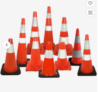 Cône de signalisation routière en PVC flexible, ressort en position verticale après pression de voiture, cône de sécurité routière réfléchissant
