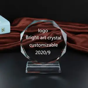 Factory wholesale transparent Blank crystal trophy award components clear custom crystal glass trophy awards with crystal base