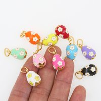 Collier chaîne maille forçat plaqué or 18 carats avec pendentif œuf émaillé floral à cinq pétales, dix couleurs, bijou cadeau, vente en gros