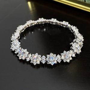 Neue Frauen Zirkon Schmuck Große Blume Zirkon Armbänder Armreifen Hochzeit Accessoires Lady <span class=keywords><strong>Promise</strong></span> Bijou - Product Image 1