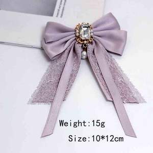 ファッションサテンの弓ブローチと真珠の蝶ネクタイストラップ女の子用シャツ合金ジュエリーギフトパーティー用メッキ技術付き - Product Image 4