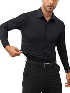 <span class=keywords><strong>Camicia</strong></span> Elasticizzata in Quattro Direzioni Senza Stiratura per <span class=keywords><strong>Uomo</strong></span>, Abbigliamento Business Casual a Maniche Lunghe - Product Image 4